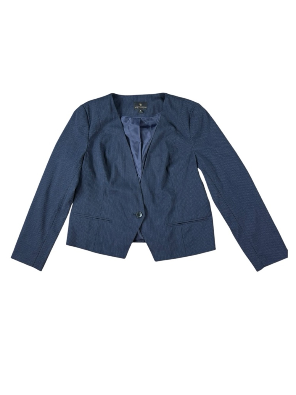 Woman’s Worthington navy blue with gray pinstripe blazer jacket size XL